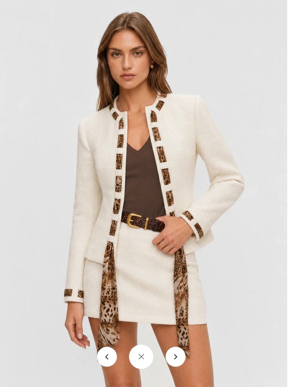 NWT Commense Leopard Ribbon Tweed Blazer Sz XS